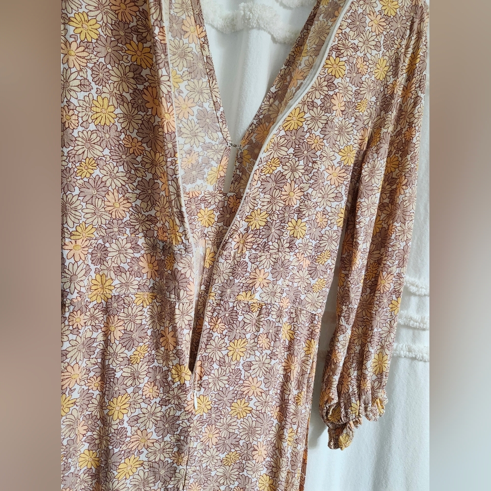 Faithfull the Brand Palmaro Floral Print Mini Dress In Zoella Dusk. - Picture 16 of 17